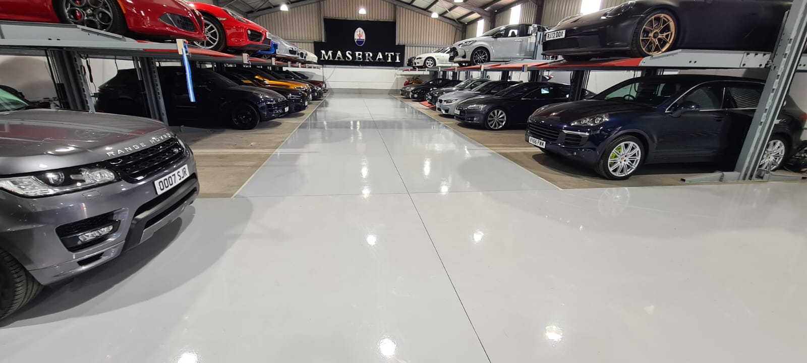 Epoxy flooring in car showroom