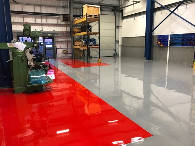 Red and grey epoxy flooring